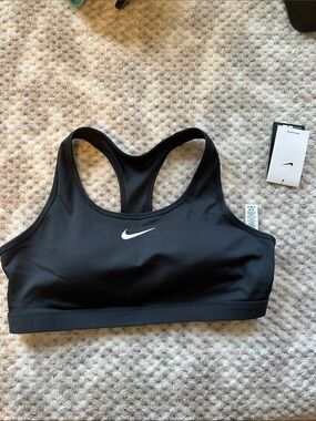 Nike Black Racerback Sports Bra with White Swoosh
